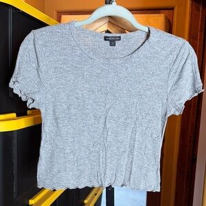 Mm Mm Mm Gray Women's Ribbed Lettuce Trim Crop Top Size Small
